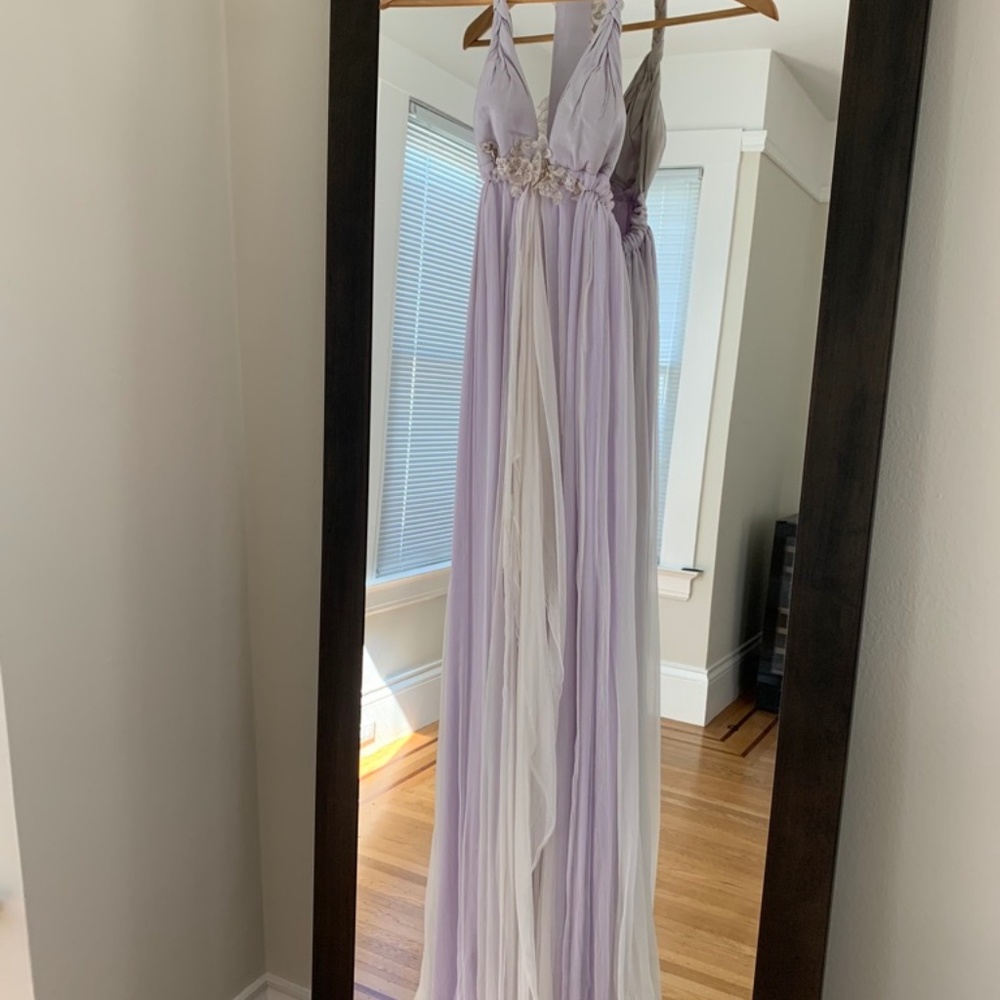 Silk floor length lilac gown